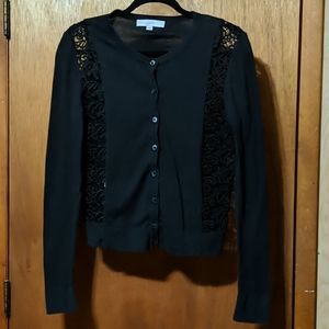 LOFT Black and Lace Cardigan